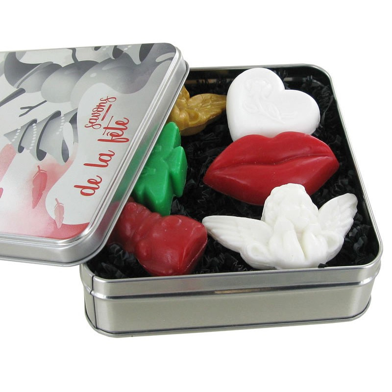 Coffret boîte allu 6 savons sujets - Fête 