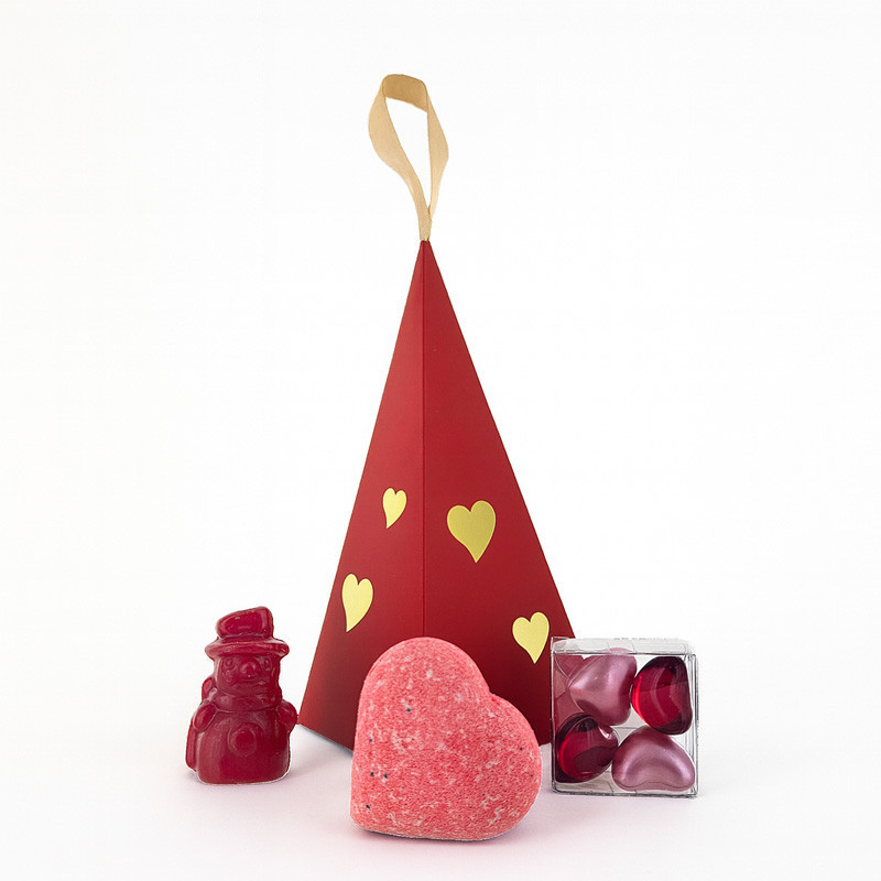 Pyramide de bain coeurs rouges