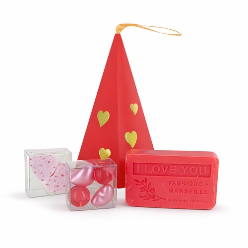 Coffret pyramide romantique et perles de bain